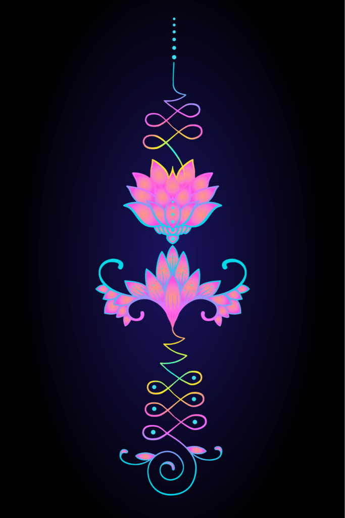 A Colored Unalome Symbol with Flowers