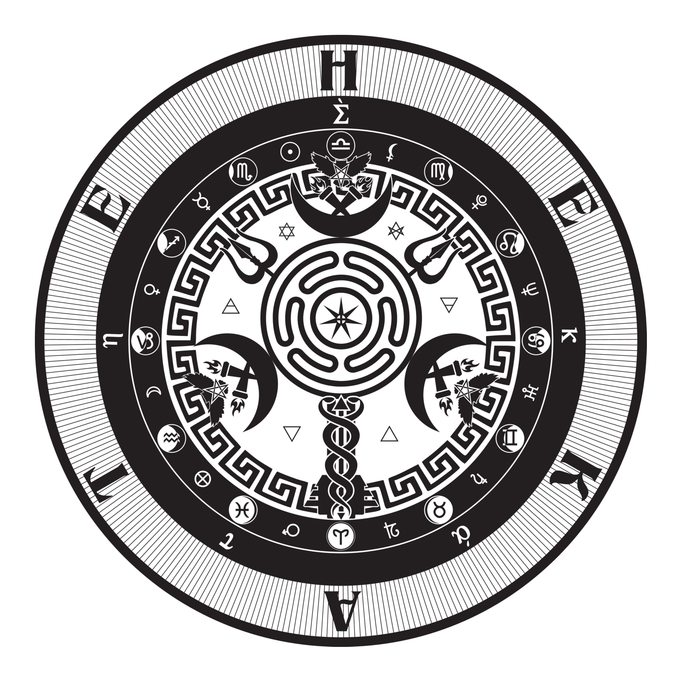 Hecate's Wheel Symbol in the Sigil of the Goddess of Magic and Witchcraft in Greek Mythology